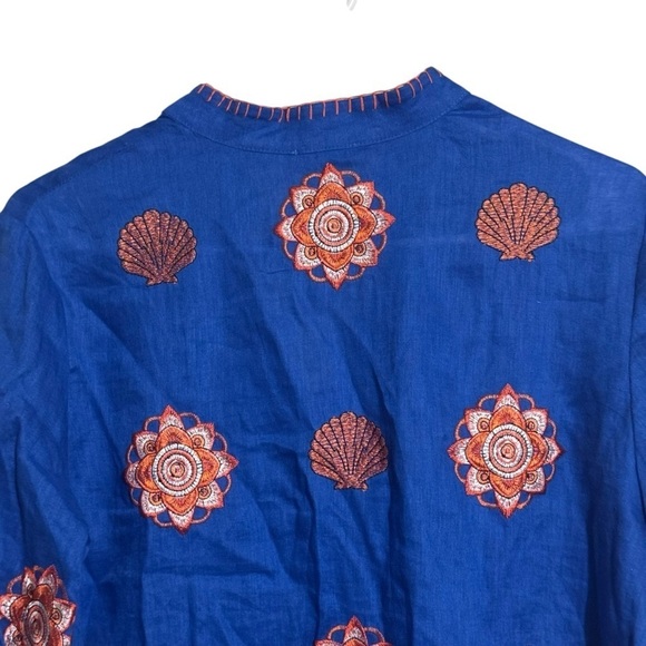 Tyler Boe Bluebell Niki Shell Embroidered Topper with Tassel Ties women’s size S - Picture 7 of 9
